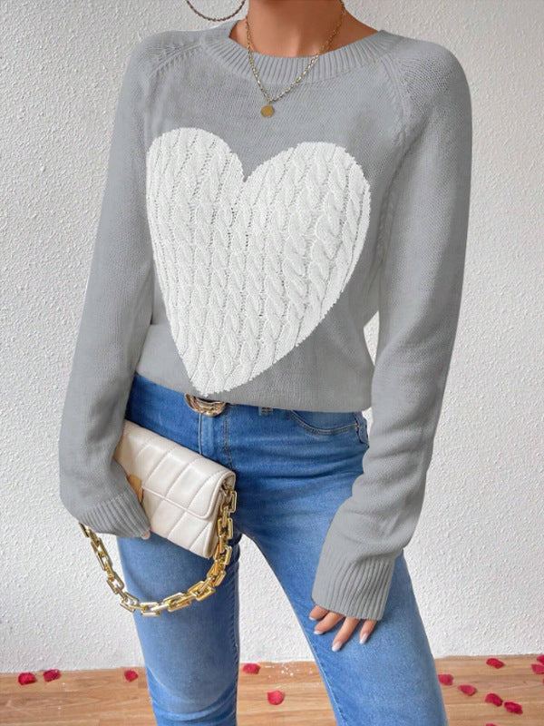 Joanna | Women's Heart Long Sleeve Crewneck Sweater
